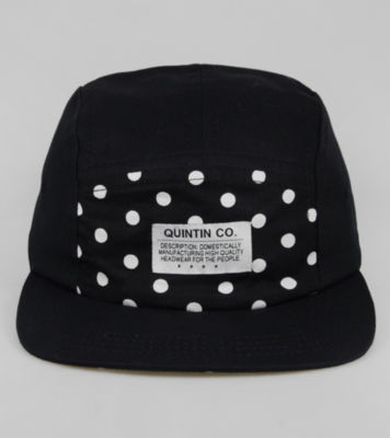 Polka Dot 5 Panel Cap Black/White