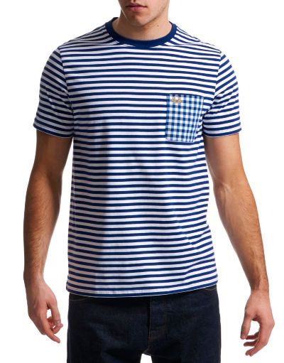 Fred Perry Striped Gingham Pocket T-Shirt