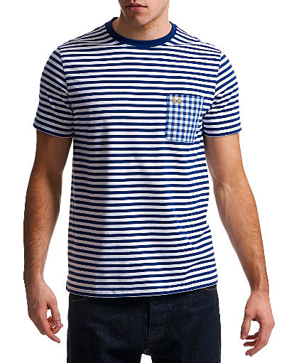 Striped Gingham Pocket T-Shirt