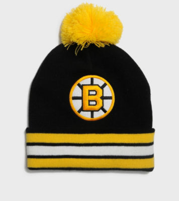 Mitchell & Ness Boston Bruins NHL Stripe Bobble Hat