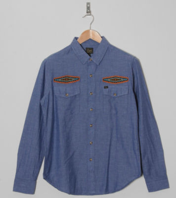 Obey Long Sleeve Mesa Chambray Shirt
