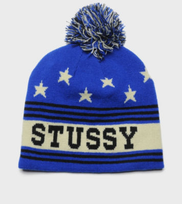 Stadium Bobble Hat Blue/Black/Beige
