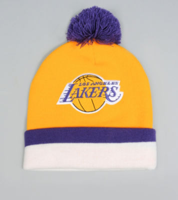 Mitchell & Ness Los Angeles Lakers NBA Stripe Bobble Hat