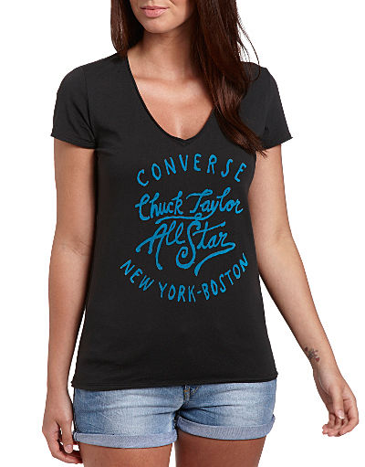 Converse Heritage Script V-Neck T-Shirt