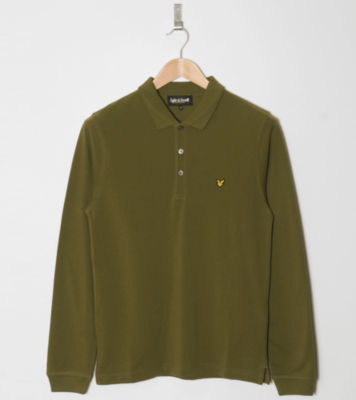 Long Sleeve Pique Polo Brown/Gold