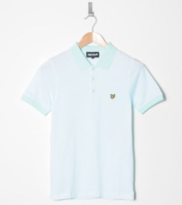 Striped Jersey Polo Shirt Aqua/White