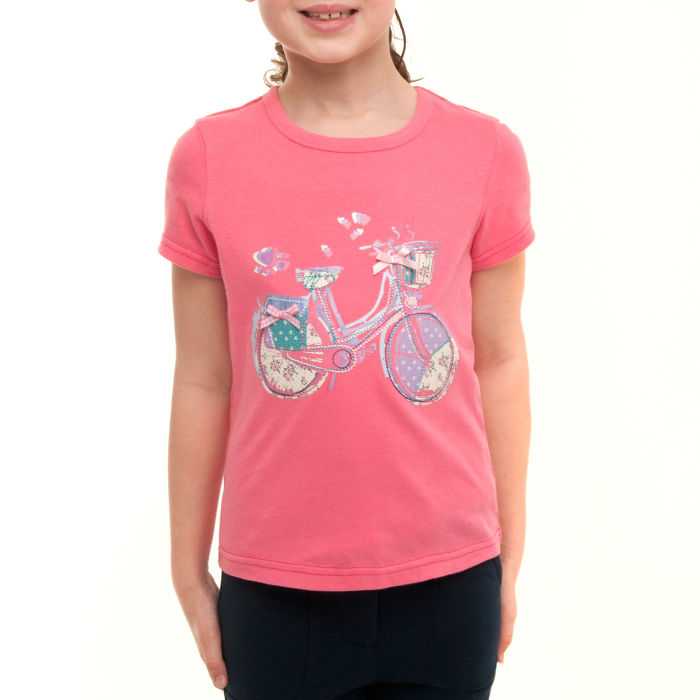 Girls Cycle Applique Short Sleeve T-Shirt