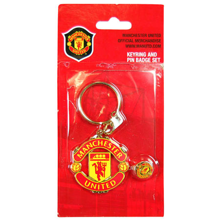 MUFC Keyring and Badge Set
