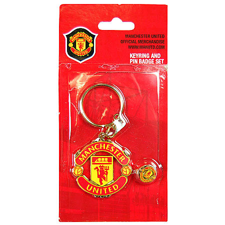 Official Team MUFC Keyring and Badge Set