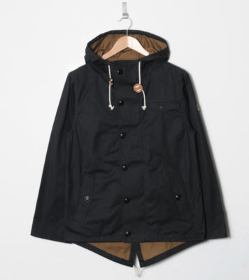 Hooded Parka Jacket Black/Tan