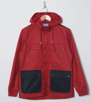 Rathbone Hooded Wax Jacket Berry Red/Navy
