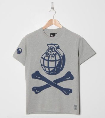 Grenade & Cross Bones T-Shirt Grey/Navy