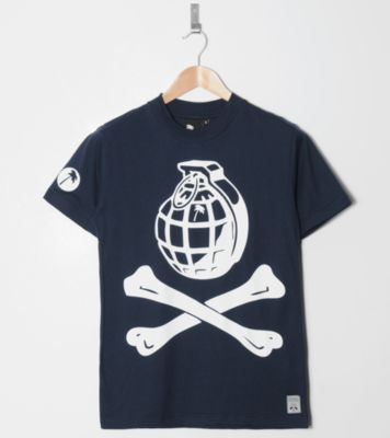 Grenade & Cross Bones T-Shirt Navy/White