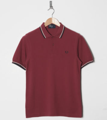 Slim Pique Polo Shirt Maroon/Porcelain